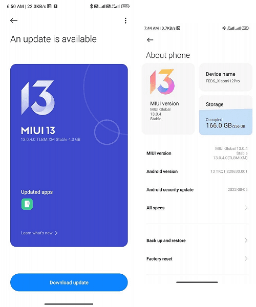 Для глобальных версий Xiaomi 12 и 12 Pro вышла MIUI 13 на Android 13